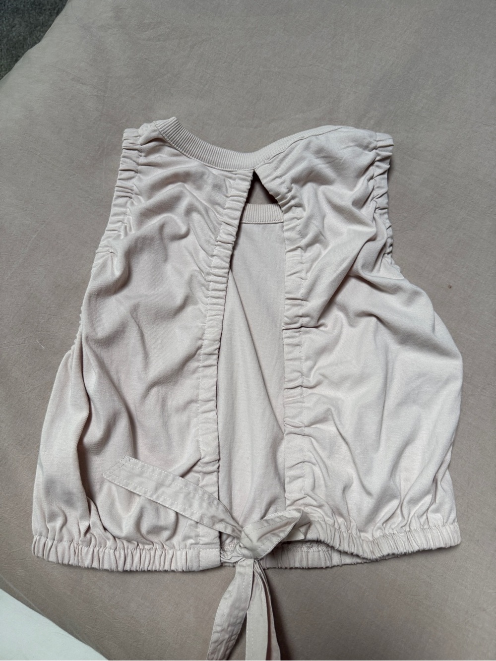 Pilcro Light Beige Ruched Drawstring Tank - Picture 2 of 3